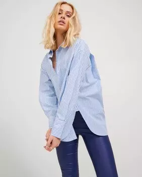 Женская рубашка из поплина с длинными рукавами Jack & Jones, темно-синий