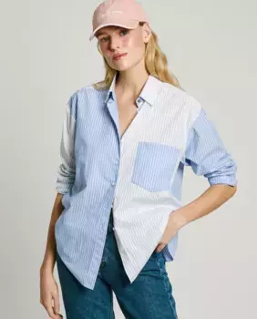 Женская рубашка из поплина с полосатым принтом Pepe Jeans, синий