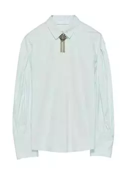 Женская рубашка из поплина с рукавами-фонариками цвета мяты Fabiana Filippi, цвет mint