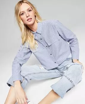 Женская рубашка из поплина с воротником, созданная для macy's And Now This, мульти