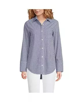 Женская рубашка из поплина с завязками на рукавах Lands' End, синий