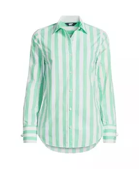 Женская рубашка из поплина с завязками на рукавах Lands' End, зеленый