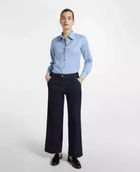 Женская рубашка из поплина стретч с пуговицами с монограммой Elena Mir, светло-голубой