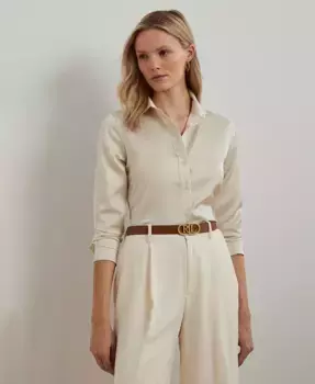 Женская рубашка из сатинового шармуза Lauren Ralph Lauren, белый
