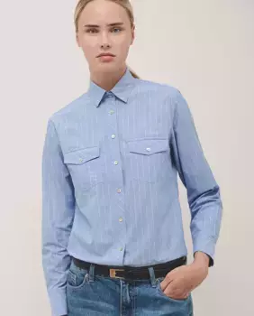 Женская рубашка из списков с карманами Roberto Verino, светло-голубой