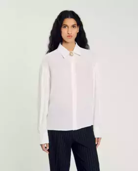 Женская рубашка из струящегося шелка Sandro, белый