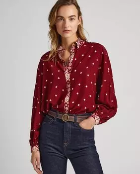 Женская рубашка из струящейся ткани с точечным принтом Pepe Jeans, гранатовый