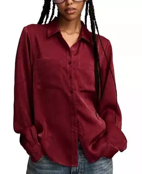 Женская рубашка из тисненого атласа на пуговицах Lucky Brand, красный