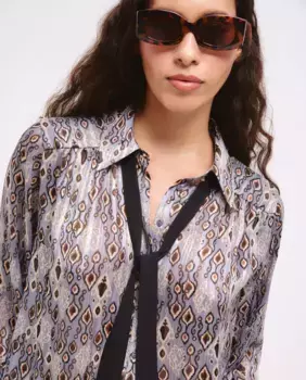 Женская рубашка-купе с длинными рукавами и бантом Tintoretto, синий