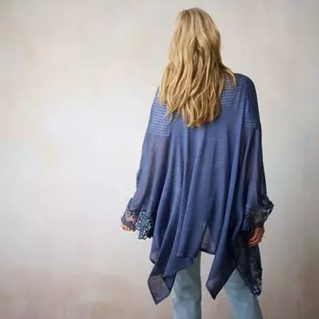 Женская рубашка LC Lauren Conrad Ruana с кружевной отделкой LC Lauren Conrad, серый