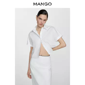 Женская рубашка Mango хлопковая прямая, белый