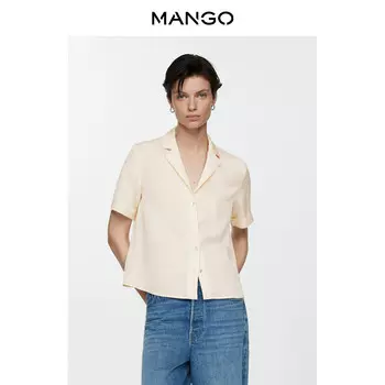 Женская рубашка Mango из лиоцелла с коротким рукавом, зеленый