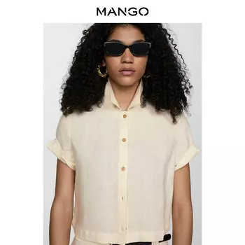 Женская рубашка Mango из смесового льна, светло-желтый