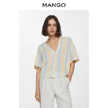 Женская рубашка Mango прозрачная, светло-розовый