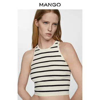 Женская рубашка Mango с принтом без рукавов, черный