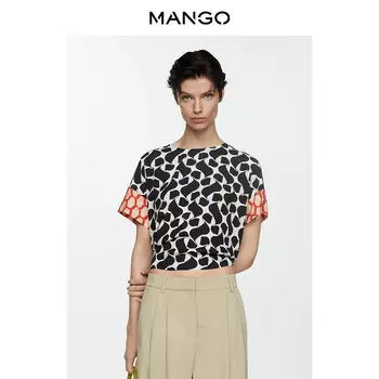 Женская рубашка Mango с принтом, черный