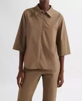 Женская рубашка на молнии с коротким рукавом Loreak Mendian, коричневый