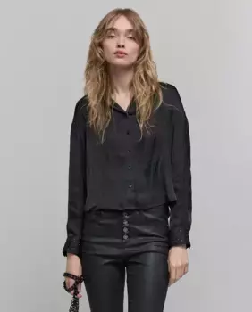 Женская рубашка на пуговицах с длинным рукавом IKKS, черный