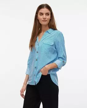 Женская рубашка на пуговицах с длинным рукавом Vero Moda, синий