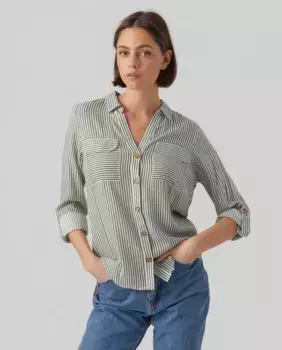 Женская рубашка на пуговицах с длинным рукавом Vero Moda, цвет Piedra