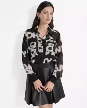 Женская рубашка на пуговицах с длинными рукавами DKNY, черный