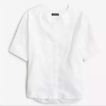 Женская рубашка на пуговицах с нагрудником белого цвета J.Crew