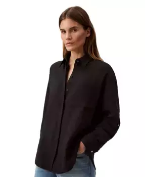 Женская рубашка на пуговицах с рукавами-манжетами из двойного муслина Calvin Klein Jeans, черный