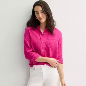 Женская рубашка на пуговицах в стиле бойфренда Sonoma Goods For Life, цвет gia magenta