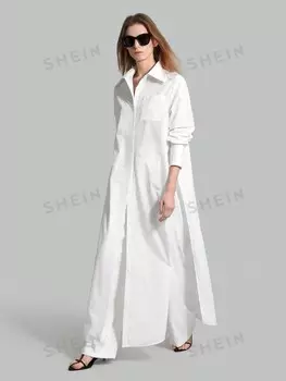 Женская рубашка, однотонная, широкого кроя, праздничного, повседневного стиля Ontre, белый