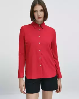 Женская рубашка оверсайз, не гладкая и грязеотталкивающая Sepiia, красный