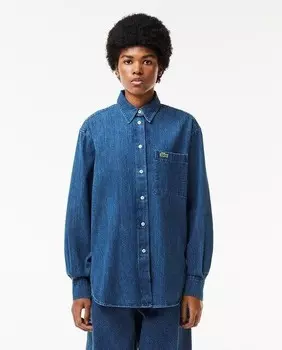 Женская рубашка оверсайз с длинными рукавами Lacoste, синий
