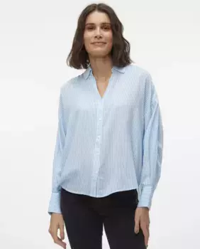 Женская рубашка оверсайз с длинными рукавами Vero Moda, синий