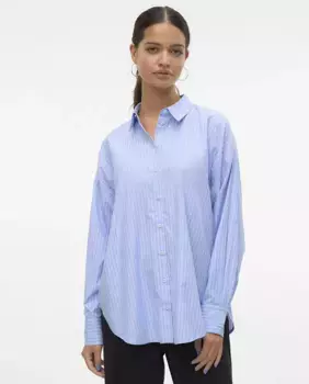 Женская рубашка оверсайз с длинными рукавами Vero Moda, светло-голубой