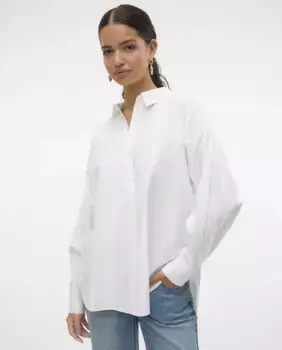 Женская рубашка оверсайз с длинными рукавами Vero Moda, белый