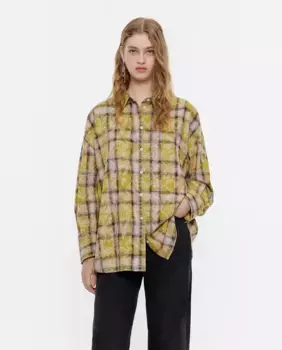 Женская рубашка оверсайз с клетчатым принтом Bimba y Lola, желтый
