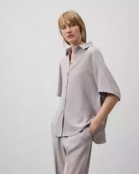 Женская рубашка оверсайз с короткими рукавами Adolfo Dominguez, бежевый