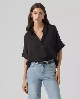 Женская рубашка оверсайз с короткими рукавами Vero Moda, черный