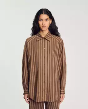 Женская рубашка оверсайз Sandro, коричневый