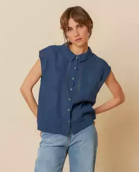 Женская рубашка поло без рукавов Indi & Cold, синий индиго