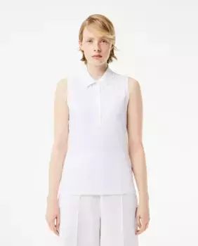 Женская рубашка поло без рукавов приталенного кроя Lacoste, белый