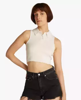 Женская рубашка-поло без рукавов в рубчик Tommy Jeans, белый