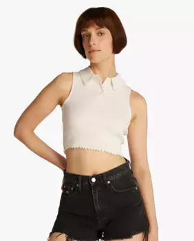 Женская рубашка-поло без рукавов в рубчик Tommy Jeans, белый