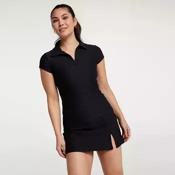 Женская рубашка-поло для гольфа Calia в рубчик с воротником Johnny, черный