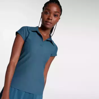 Женская рубашка-поло для гольфа CALIA в рубчик с воротником Johnny, цвет Star Blue