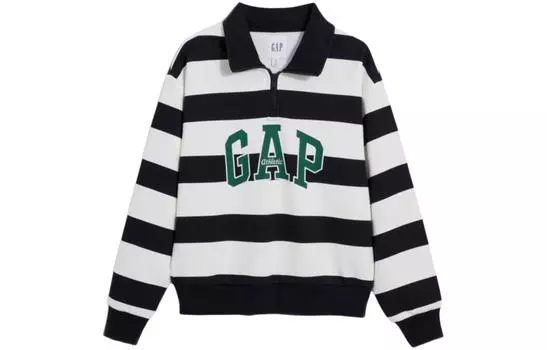 Женская рубашка-поло GAP, цвет Black/White Stripes