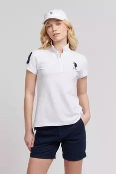 Женская рубашка-поло из пике player 3 U.S. Polo Assn, белый