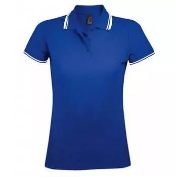 Женская рубашка-поло из пике с короткими рукавами и окантовкой Pasadena Sols, синий