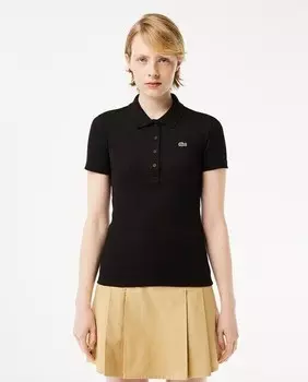Женская рубашка-поло Lacoste из натурального хлопка Lacoste, черный