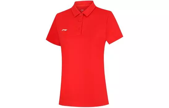 Женская рубашка-поло LiNing с флагом, красная