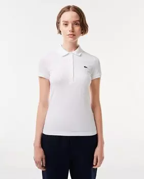 Женская рубашка-поло облегающего кроя из эластичного хлопка Lacoste, белый